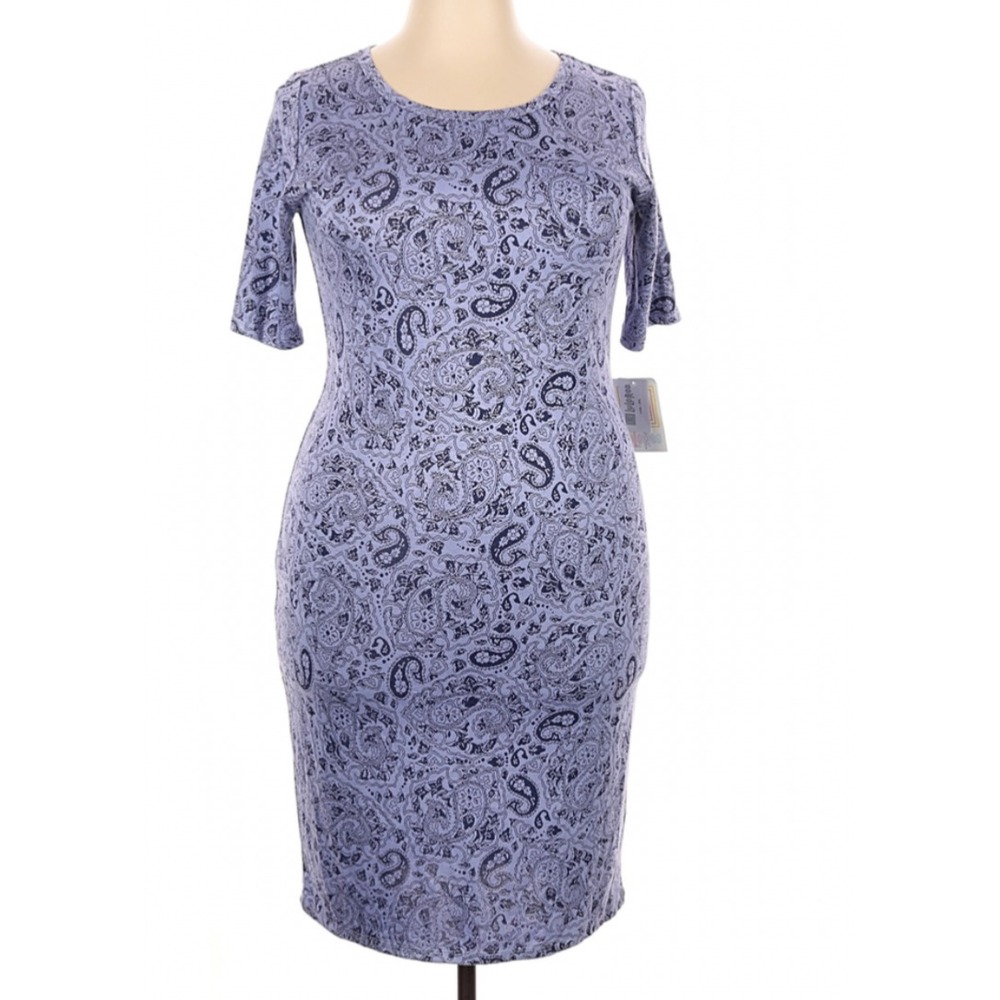 LuLaRoe Womens Dress Size 2XL Julia Lavender Purple Rayon Paisley Floral XXL NWT